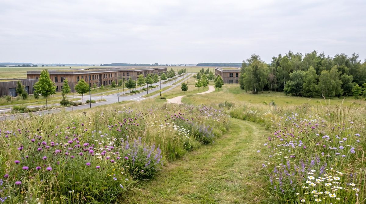 Prairie au cœur du parc d'activités des Avernaises, image d'étude